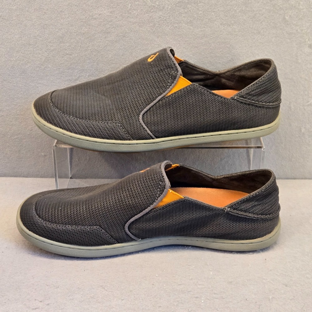OluKai Nohea Mesh Men's Slip On Shoes Grey Loafers Drop-In Heel M10.5 Breathable